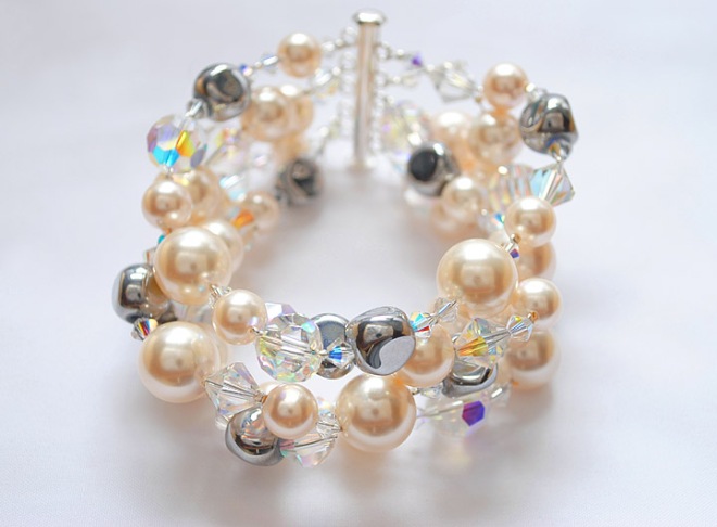 Bridal Bracelet (Swarovski Pearls and Crystals - 5 strand)